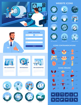 Magnetic resonance imaging advert banner or website set.