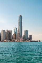 Coast and Skyline of Hong kong Island business district and Victoria Harbour