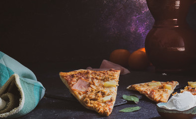 Delicious fresh pizza with ingredients