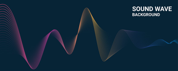 Stock, vector background. Sound waves on a dark background. Design element.