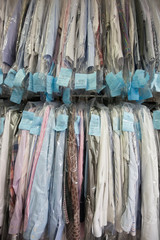 Dry cleaned clothes at launderette
