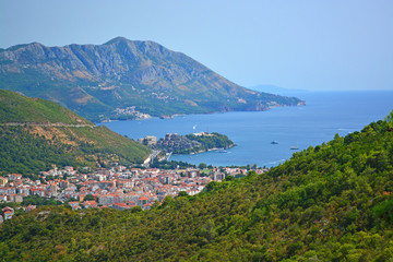Fototapeta premium View of the Budva town from a height, Montenegro