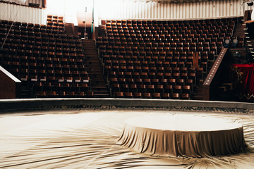 Selective focus of cover on circus arena with seats at background © LIGHTFIELD STUDIOS