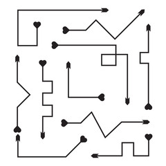 arrows heart tail, bow head vector set