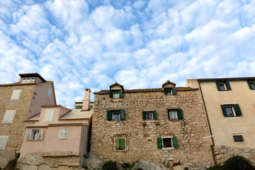 Historic mediterranean style houses on a cliff, landmark in Split, Croatia.