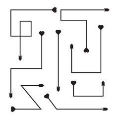 arrows heart tail, bow head vector set