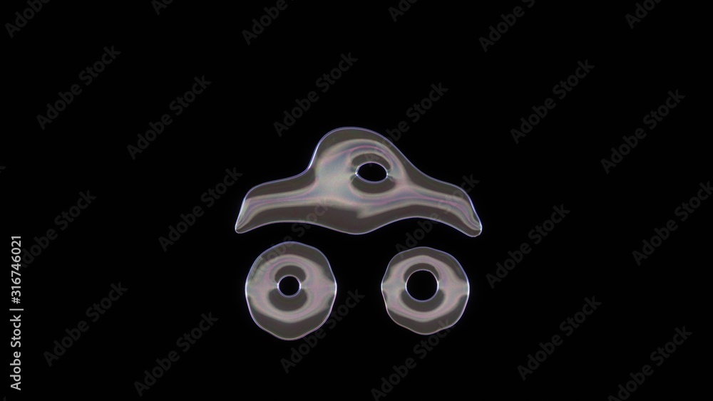 Poster 3d rendering of distorted transparent soap bubble in shape of symbol of truck monster isolated on bl