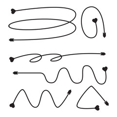 arrows heart tail, bow head vector set