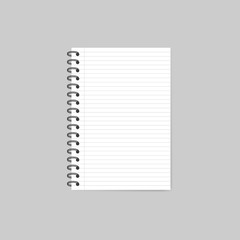 Notebook with shadow isolated on grey background