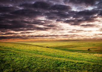 Scenic landscape at dusk