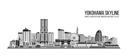 Cityscape Building Simple architecture modern abstract style art Vector Illustration design - Yokohama city - obrazy, fototapety, plakaty