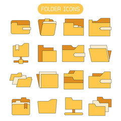 yellow folder and archive icons set