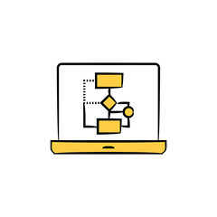 coding diagram in laptop computer icon