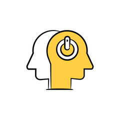 human head and power button icon