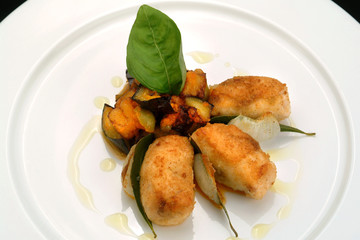 Italian food recipes, swordfish with vegetable caponata