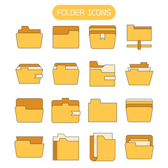 yellow folder and archive icons set