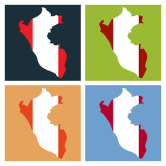 Illustrated map of Peru. Vector illustration with all main tourist attraction of the country. Tawantinsuyu (quechua language) - The Inca Empire.