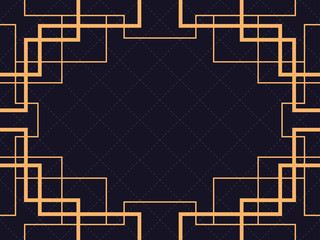 Art deco frame. Vintage linear border. Design a template for invitations, leaflets and greeting cards. The style of the 1920s and 1930s. Vector illustration