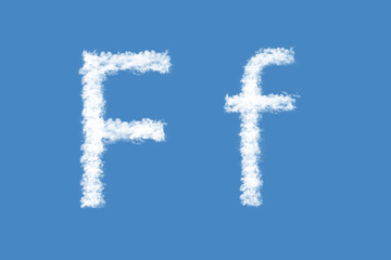 Letter F from real clouds shapes. Cloud alphabet.