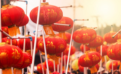 Fototapeta na wymiar Chinese new year lanterns in china town.