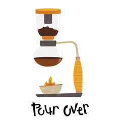 Flat vector pour over. Alternative methods of brewing coffee. Coffee culture.