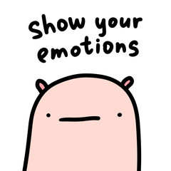 Show your emotions hand drawn vector illustration in cartoon comic style animal