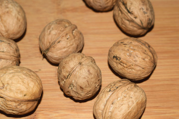 walnuts on wooden table