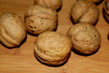 walnuts on wooden table