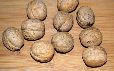 walnuts on wooden table