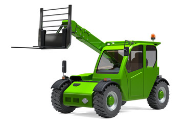 Telescopic handler, telehandler. 3D rendering