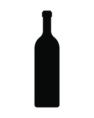 Wine bottle icon symbol. Black silhouette logo. Isolated on white background. Vector illustration image.
