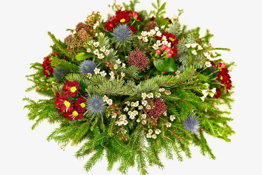 Beuatiful floral composition. Colorful wreath flower arrangement.