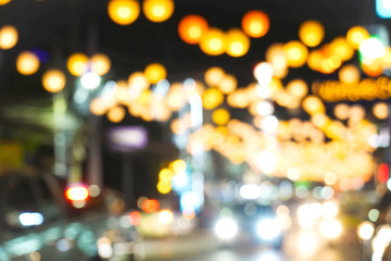 Bokeh and lights background on street
