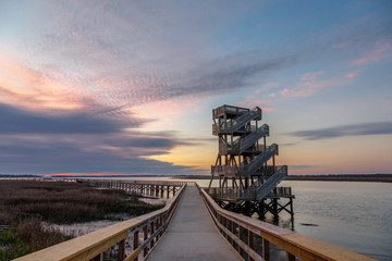 Boardwalk and Observation Tower at Sunrise