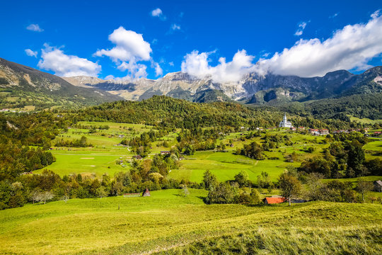 Slovenian Landscape And Church - Dreznica,Slovenia