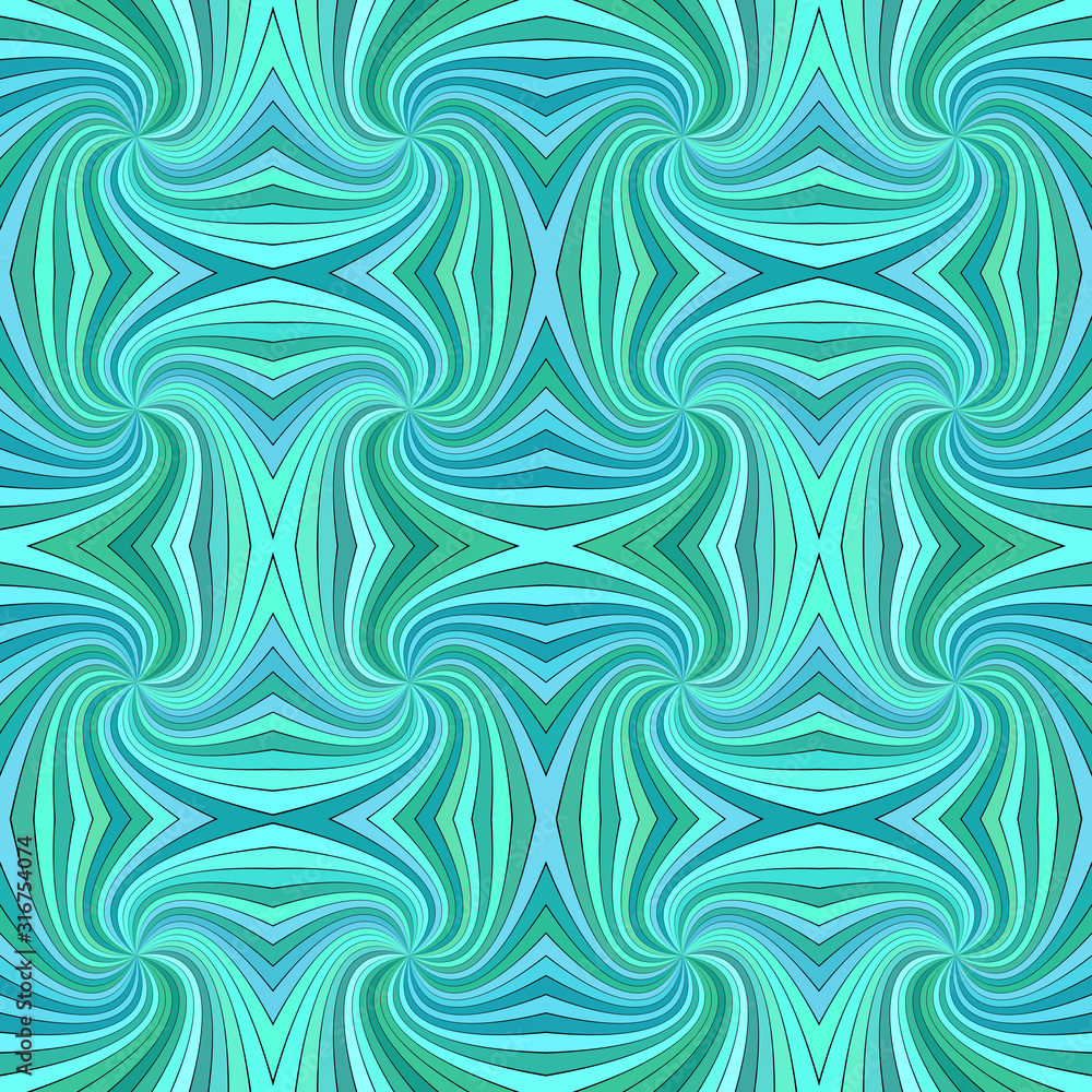 Poster turquoise psychedelic abstract seamless striped spiral pattern background design - vector graphic fr
