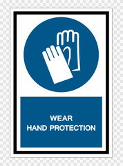 Wear Hand Protection Symbol Sign Isolate on transparent Background,Vector Illustration