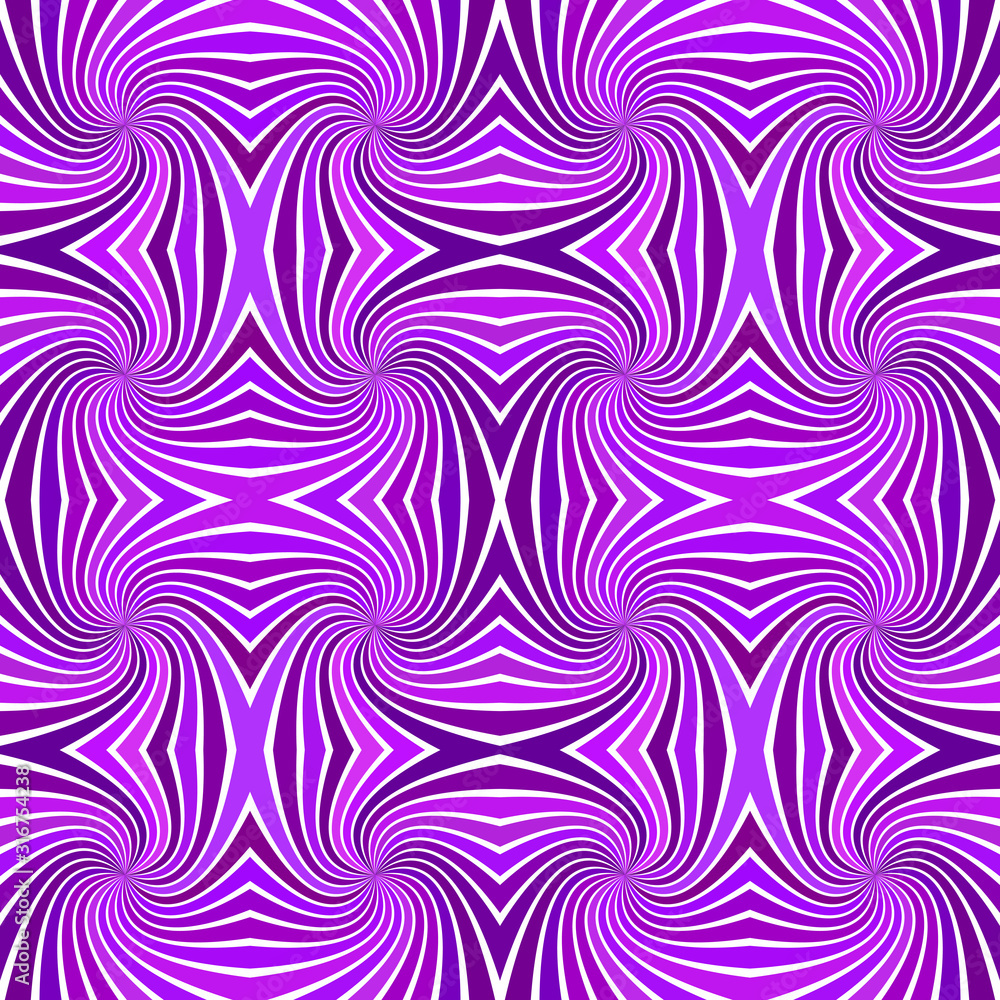 Poster purple seamless abstract psychedelic spiral stripe pattern background - vector curved ray burst illu