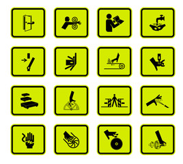 Warning Hazard Symbols labels Sign Isolated on White Background,Vector Illustration
