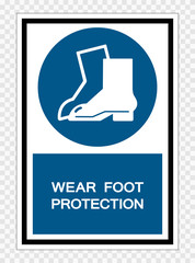 Wear Foot Protection Symbol Sign Isolate on transparent Background,Vector Illustration