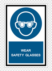 Wear Safety Glasses Symbol Sign Isolate On White Background,Vector Illustration EPS.10