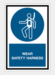 Wear Safety Harness Symbol Sign Isolate on transparent Background,Vector Illustration