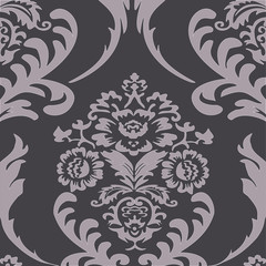 Vector floral pattern for decoration. Vintage baroque ornament background. Gray texture with flower elements for wall ceramic tile print, wallpaper, textile and tapestry embroidery.