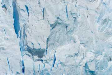 Close up of the layers of ice on Perito Moreno Glacier, Argentina