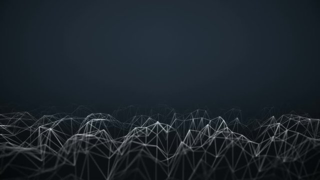 Tech Background With Abstract Moving Polygon Grid And Copy Space Looping Seamlessly