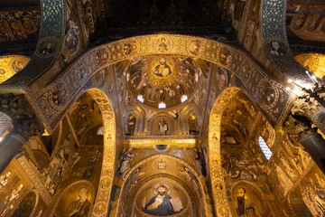 Interior of the Palatine Chapel of Palermo, Sicily, Italy