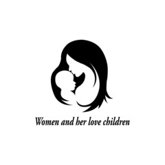 women and her love childern icon - illustration
