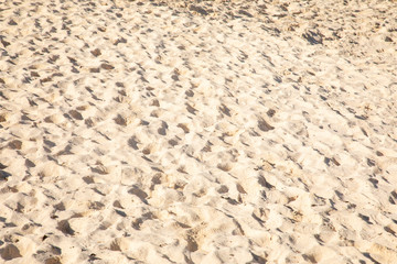 Fine sand texture - Sandy sunny beach for background - Top view - Full frame shot - Close-up sun sand texture on beach in summer – travel holiday vacation Close up
