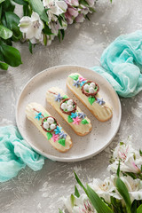 Chocolate Marshmallows Eclairs with Easter Decor