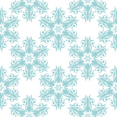 Floral seamless pattern. Blue and white background. Vector illustration